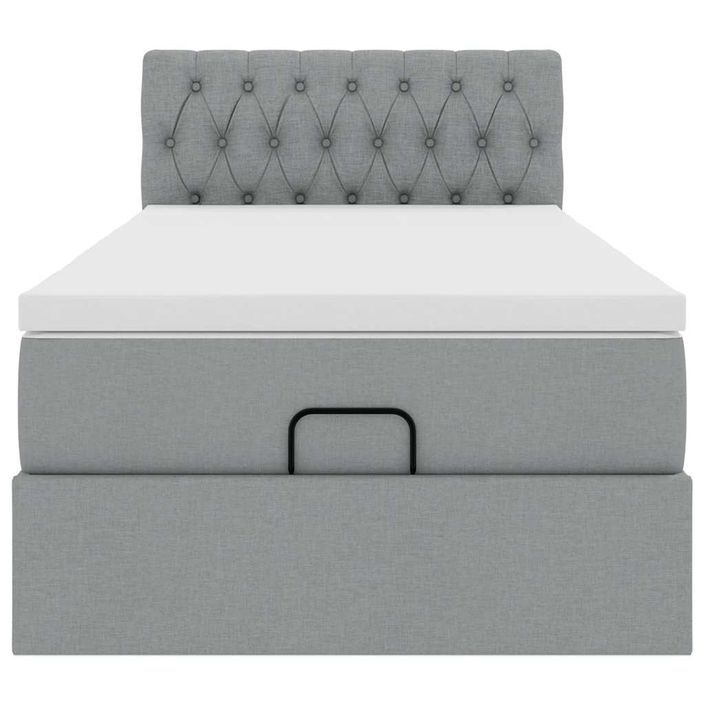 Cadre de lit ottoman avec matelas gris clair 80x200 cm tissu - Photo n°6