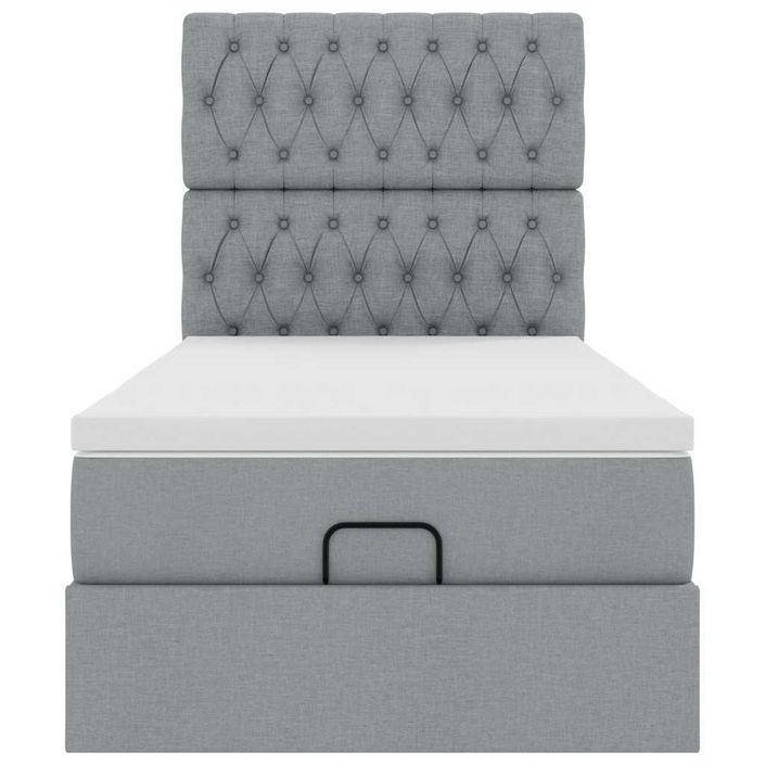 Cadre de lit ottoman avec matelas gris clair 80x200 cm tissu - Photo n°5