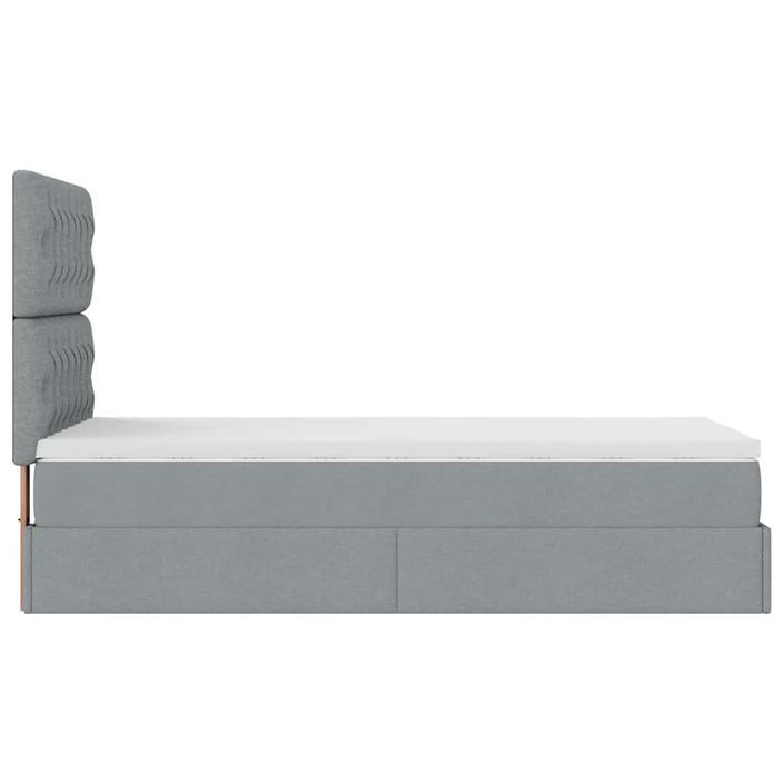 Cadre de lit ottoman avec matelas gris clair 80x200 cm tissu - Photo n°8