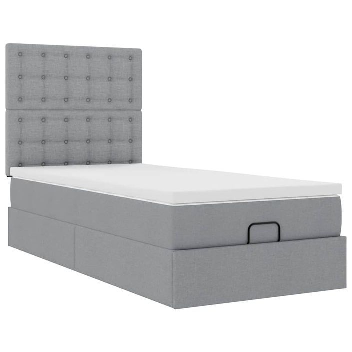 Cadre de lit ottoman avec matelas gris clair 80x200 cm tissu - Photo n°2