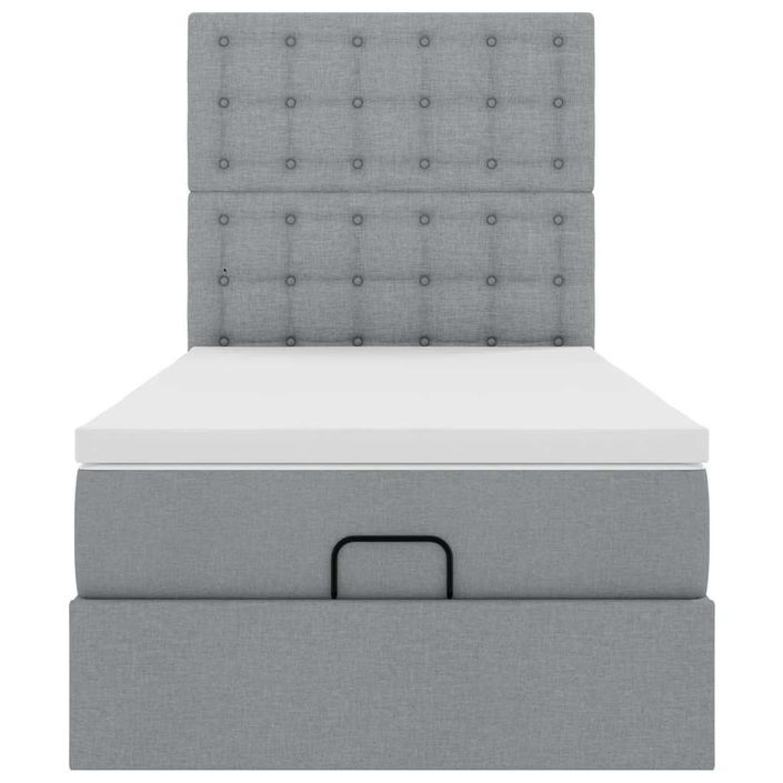 Cadre de lit ottoman avec matelas gris clair 80x200 cm tissu - Photo n°5