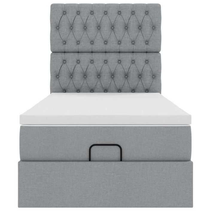 Cadre de lit ottoman avec matelas gris clair 80x200 cm tissu - Photo n°6