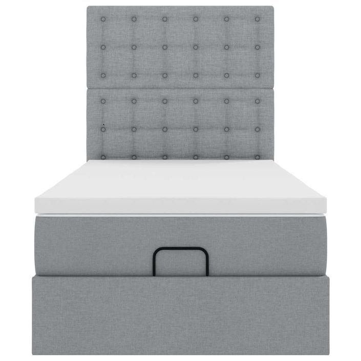 Cadre de lit ottoman avec matelas gris clair 80x200 cm tissu - Photo n°6