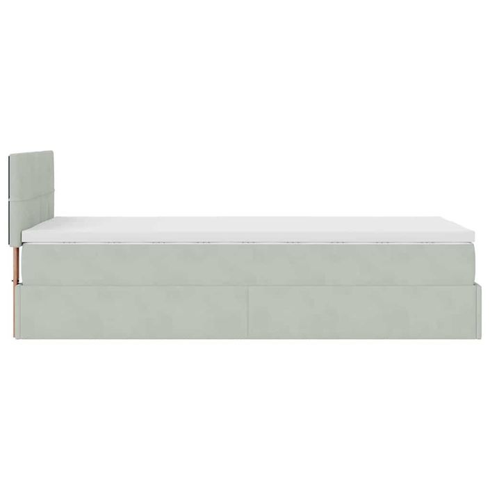 Cadre de lit ottoman avec matelas gris clair 80x200 cm velours - Photo n°8