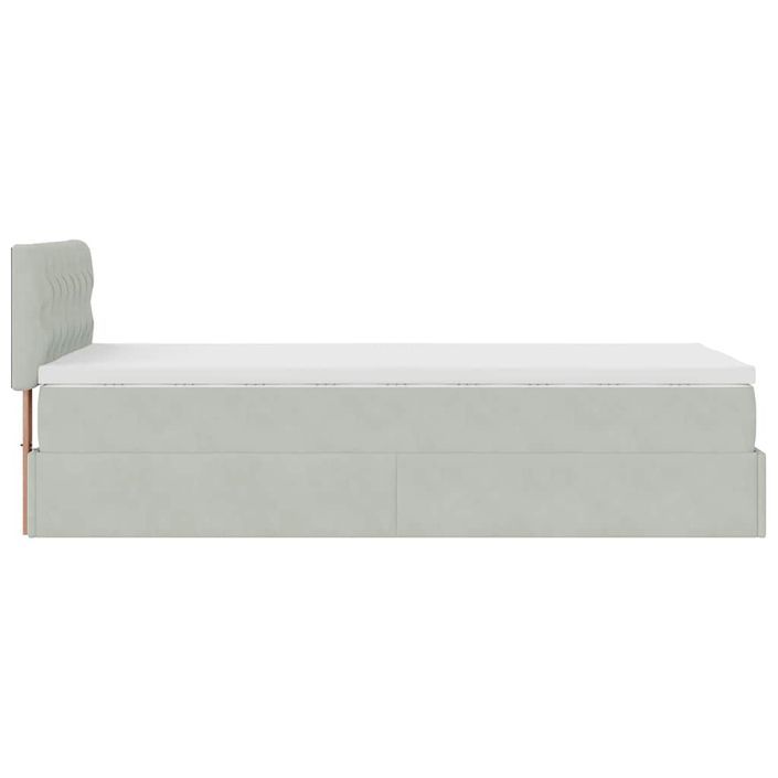 Cadre de lit ottoman avec matelas gris clair 80x200 cm velours - Photo n°8