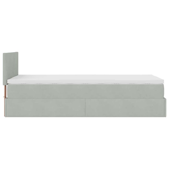 Cadre de lit ottoman avec matelas gris clair 80x200 cm velours - Photo n°9