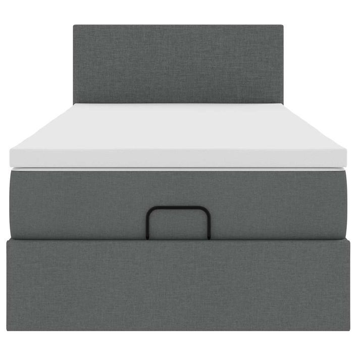 Cadre de lit ottoman avec matelas gris foncé 100x200 cm tissu - Photo n°6