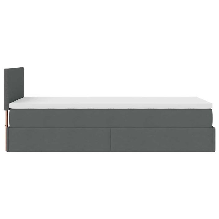 Cadre de lit ottoman avec matelas gris foncé 100x200 cm tissu - Photo n°9