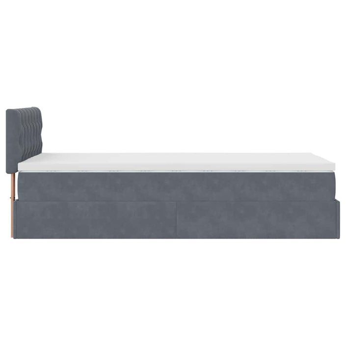 Cadre de lit ottoman avec matelas gris foncé 100x200 cm velours - Photo n°8