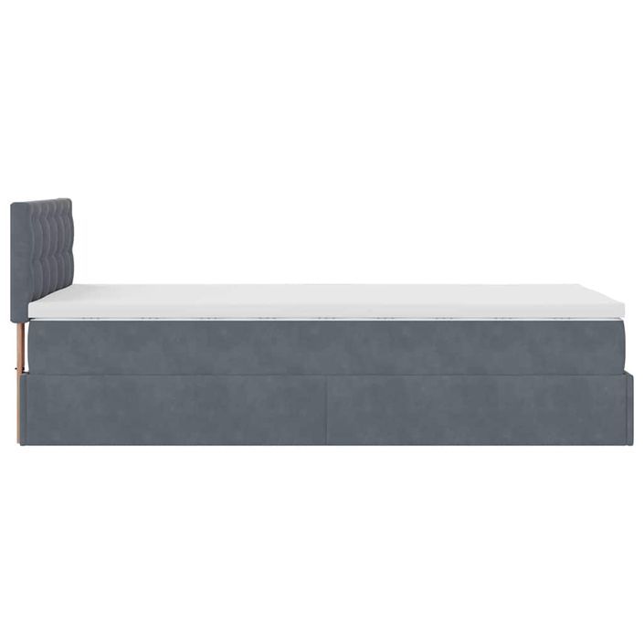 Cadre de lit ottoman avec matelas gris foncé 100x200 cm velours - Photo n°8