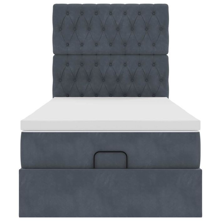 Cadre de lit ottoman avec matelas gris foncé 100x200 cm velours - Photo n°5