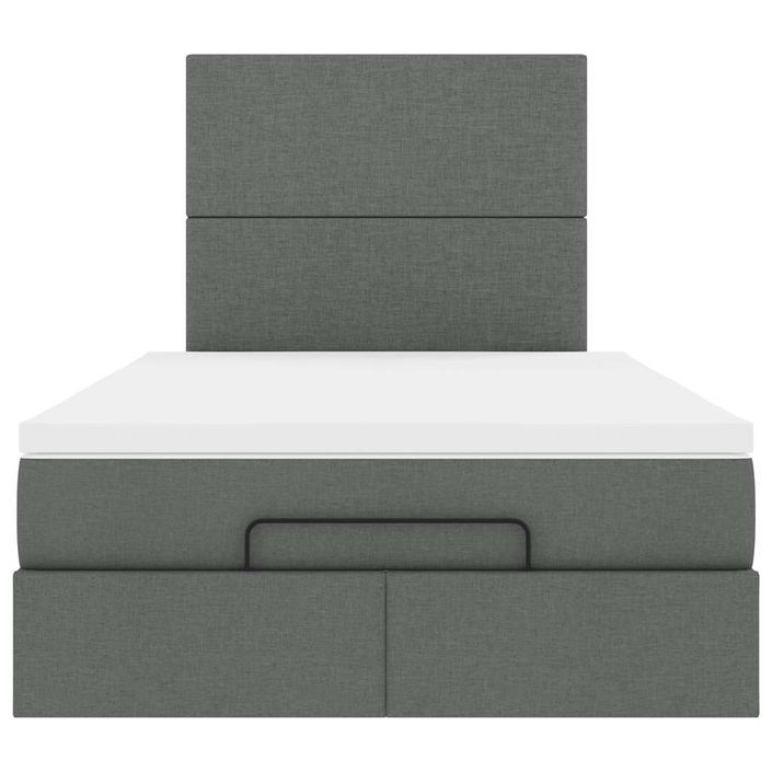 Cadre de lit ottoman avec matelas gris foncé 120x190 cm tissu - Photo n°5