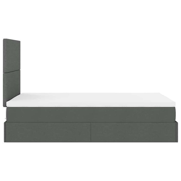 Cadre de lit ottoman avec matelas gris foncé 120x190 cm tissu - Photo n°8