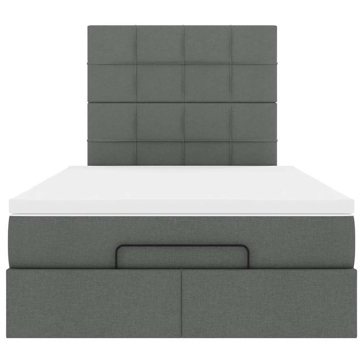 Cadre de lit ottoman avec matelas gris foncé 120x190 cm tissu - Photo n°5