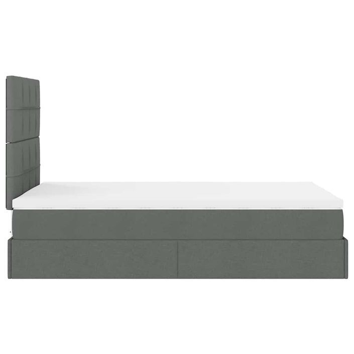 Cadre de lit ottoman avec matelas gris foncé 120x190 cm tissu - Photo n°8