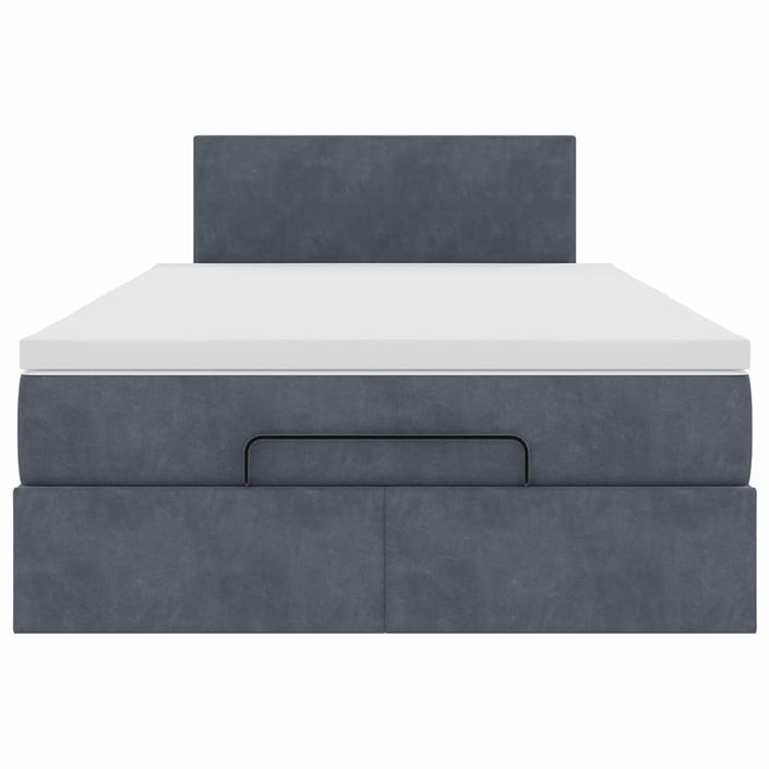 Cadre de lit ottoman avec matelas gris foncé 120x190 cm velours - Photo n°5