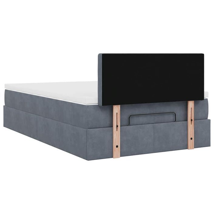 Cadre de lit ottoman avec matelas gris foncé 120x190 cm velours - Photo n°10