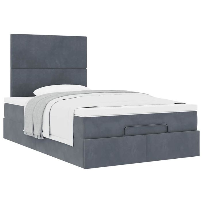 Cadre de lit ottoman avec matelas gris foncé 120x190 cm velours - Photo n°2