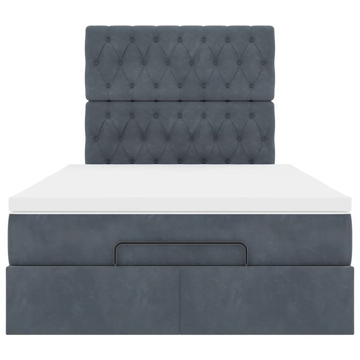 Cadre de lit ottoman avec matelas gris foncé 120x190 cm velours - Photo n°5