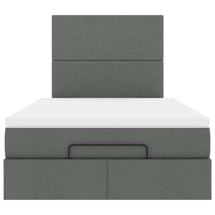 Cadre de lit ottoman avec matelas gris foncé 120x200cm tissu - Photo n°5