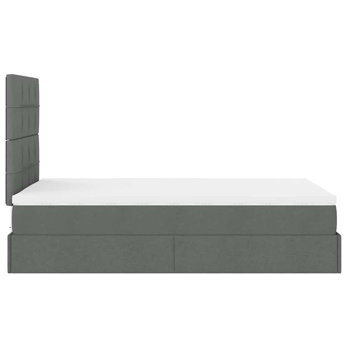 Cadre de lit ottoman avec matelas gris foncé 120x200cm tissu - Photo n°8