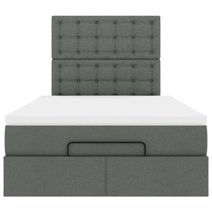 Cadre de lit ottoman avec matelas gris foncé 120x200cm tissu - Photo n°5