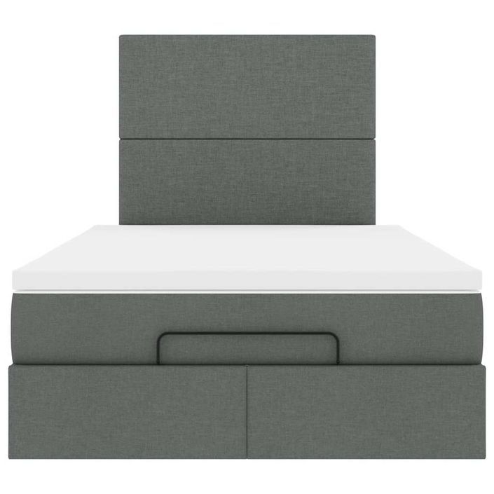 Cadre de lit ottoman avec matelas gris foncé 120x200cm tissu - Photo n°6