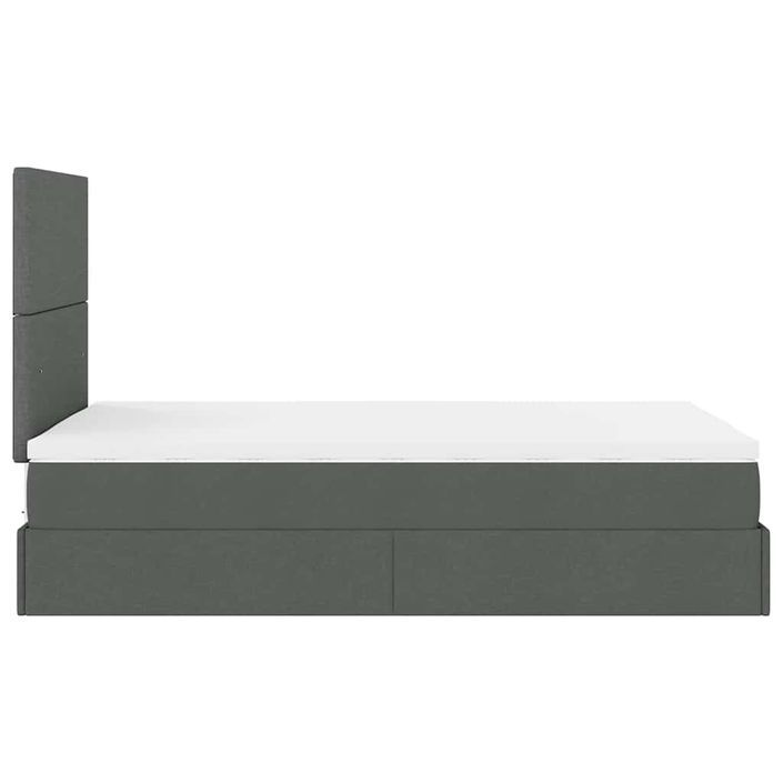 Cadre de lit ottoman avec matelas gris foncé 120x200cm tissu - Photo n°9