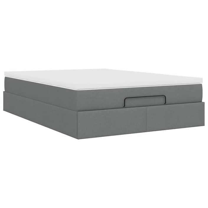 Cadre de lit ottoman avec matelas gris foncé 140x190 cm tissu - Photo n°8