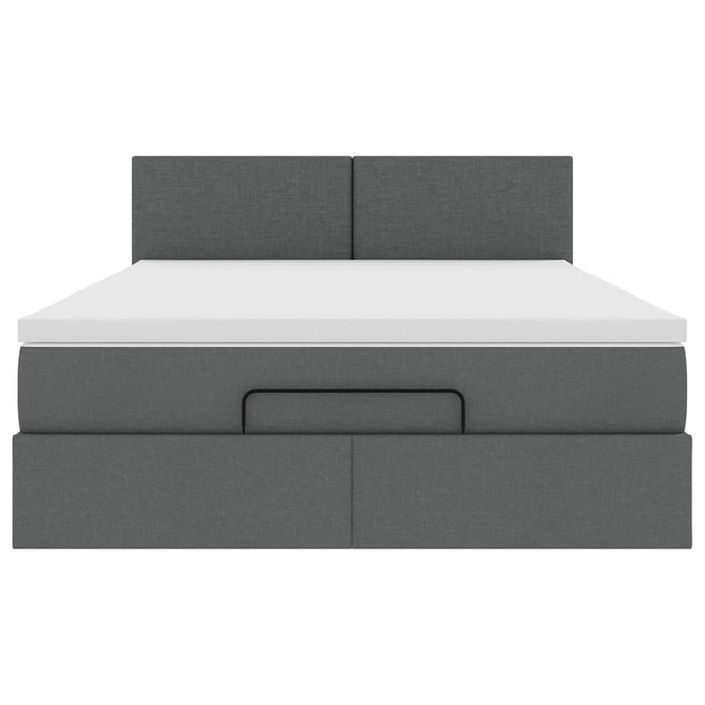 Cadre de lit ottoman avec matelas gris foncé 140x190 cm tissu - Photo n°5