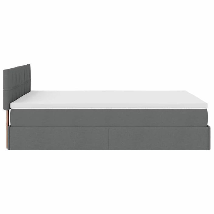 Cadre de lit ottoman avec matelas gris foncé 140x190 cm tissu - Photo n°8