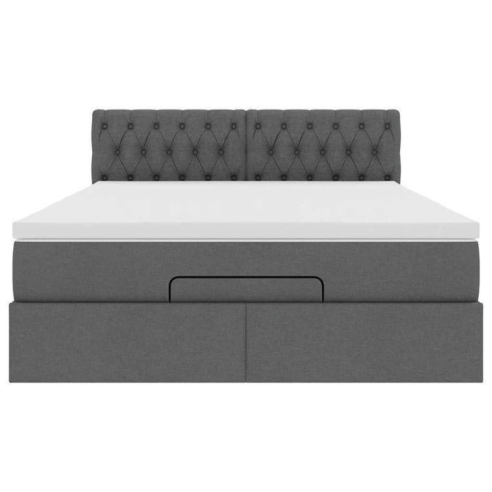 Cadre de lit ottoman avec matelas gris foncé 140x190 cm tissu - Photo n°5