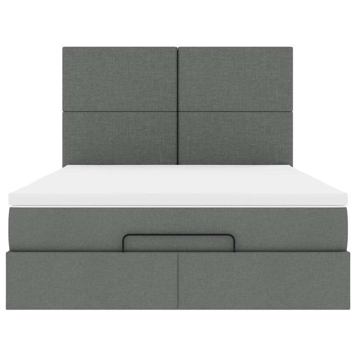 Cadre de lit ottoman avec matelas gris foncé 140x190 cm tissu - Photo n°5