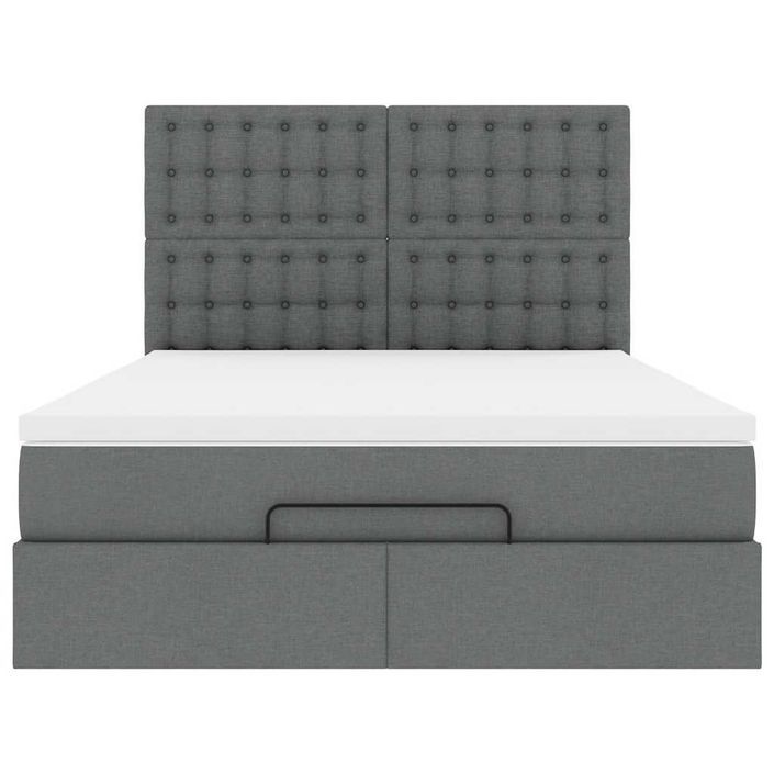 Cadre de lit ottoman avec matelas gris foncé 140x190 cm tissu - Photo n°5