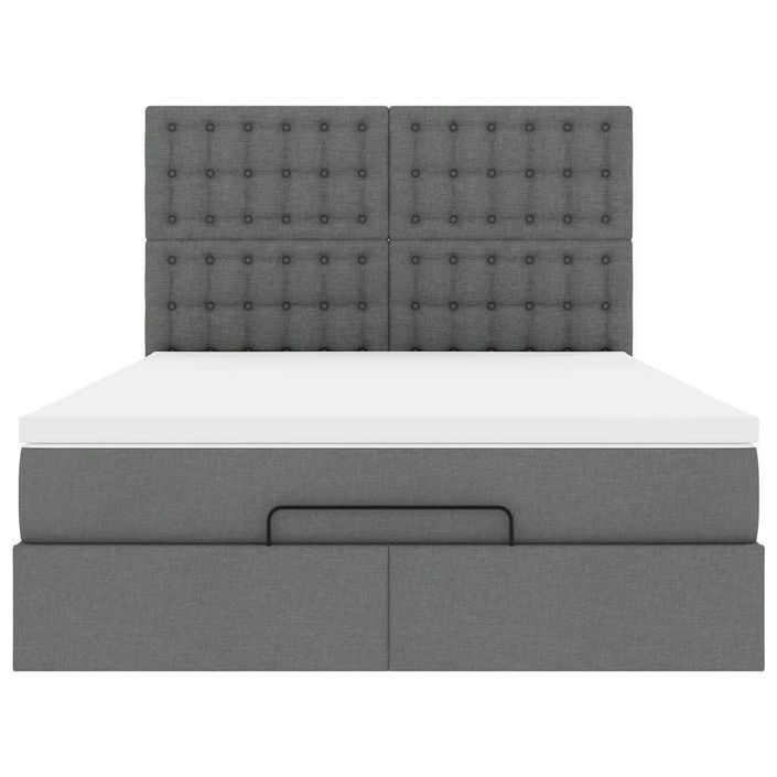 Cadre de lit ottoman avec matelas gris foncé 140x190 cm tissu - Photo n°6