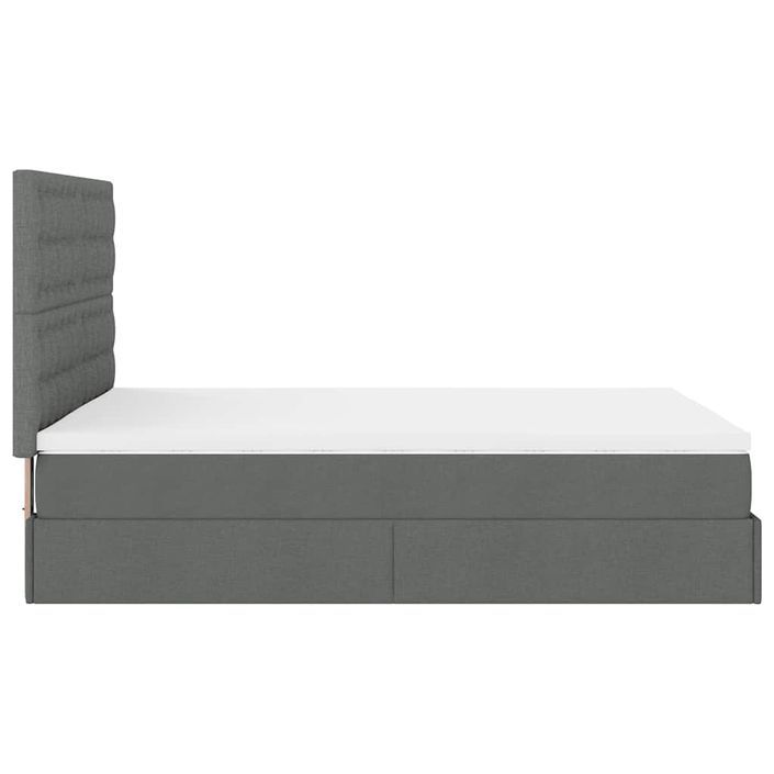 Cadre de lit ottoman avec matelas gris foncé 140x190 cm tissu - Photo n°9