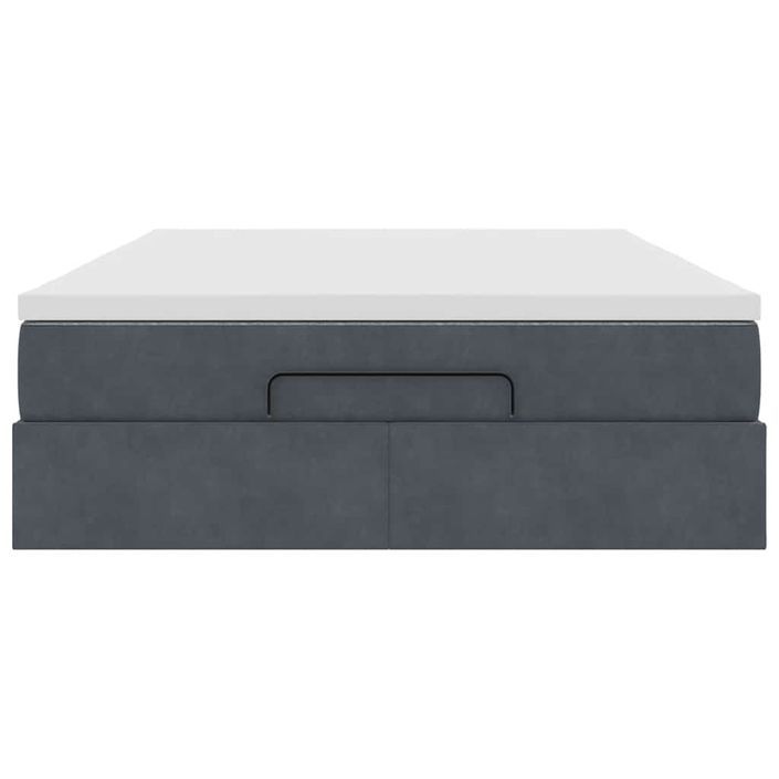 Cadre de lit ottoman avec matelas gris foncé 140x190 cm velours - Photo n°5