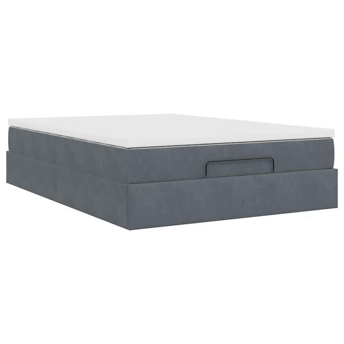 Cadre de lit ottoman avec matelas gris foncé 140x190 cm velours - Photo n°8