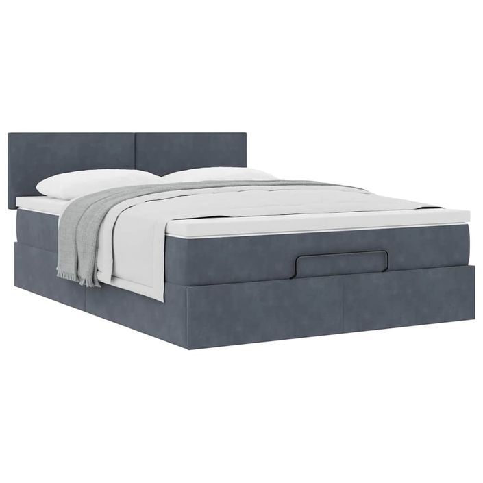 Cadre de lit ottoman avec matelas gris foncé 140x190 cm velours - Photo n°4