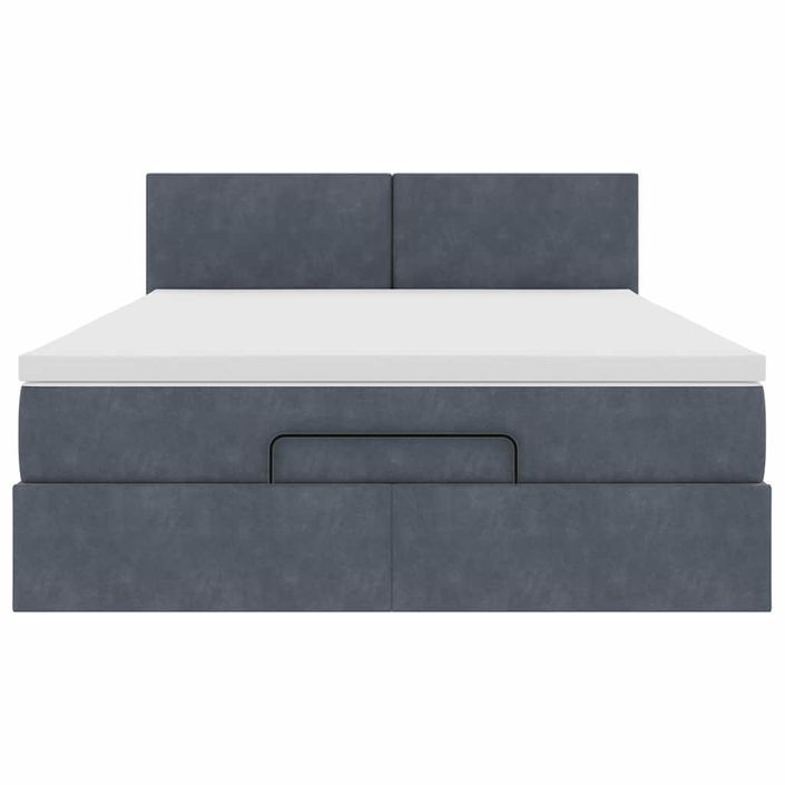 Cadre de lit ottoman avec matelas gris foncé 140x190 cm velours - Photo n°5