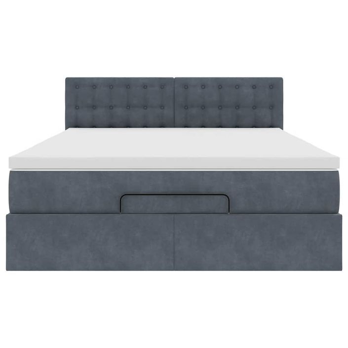 Cadre de lit ottoman avec matelas gris foncé 140x190 cm velours - Photo n°5