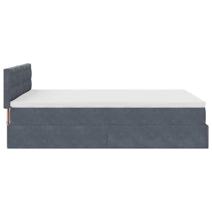 Cadre de lit ottoman avec matelas gris foncé 140x190 cm velours - Photo n°8