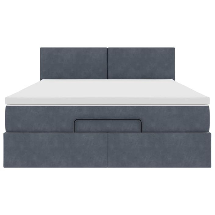 Cadre de lit ottoman avec matelas gris foncé 140x190 cm velours - Photo n°6