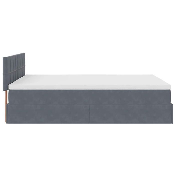 Cadre de lit ottoman avec matelas gris foncé 140x190 cm velours - Photo n°9