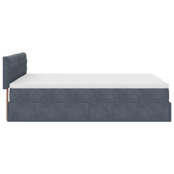 Cadre de lit ottoman avec matelas gris foncé 140x190 cm velours - Photo n°9