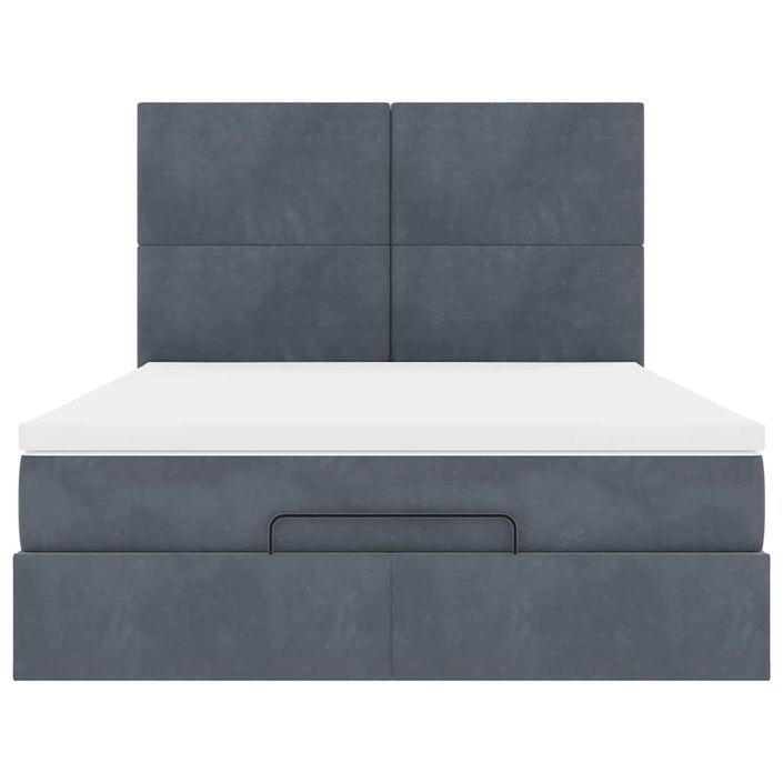 Cadre de lit ottoman avec matelas gris foncé 140x190 cm velours - Photo n°5