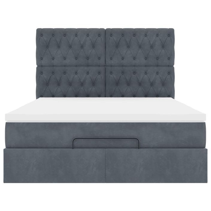 Cadre de lit ottoman avec matelas gris foncé 140x190 cm velours - Photo n°5