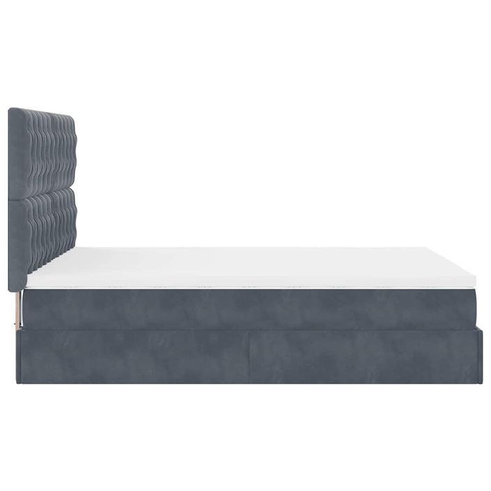 Cadre de lit ottoman avec matelas gris foncé 140x190 cm velours - Photo n°6