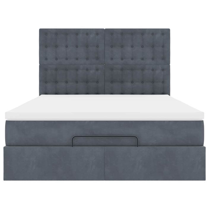 Cadre de lit ottoman avec matelas gris foncé 140x190 cm velours - Photo n°5