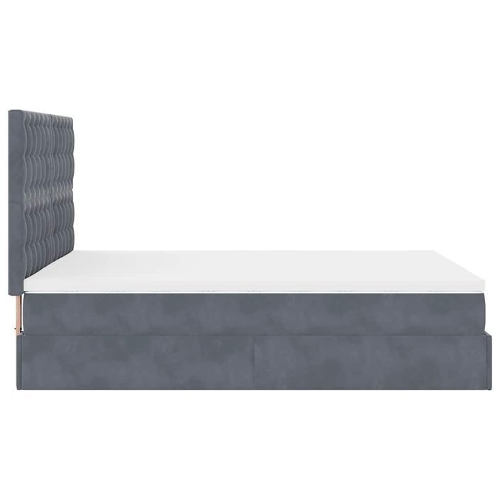 Cadre de lit ottoman avec matelas gris foncé 140x190 cm velours - Photo n°6